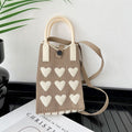 Cute Heart Print Knit Crossbody - DippedShop Wholesale - #6867
