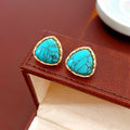 Bohemian Gold Plated Turquoise Stud Earrings 6W6JER712