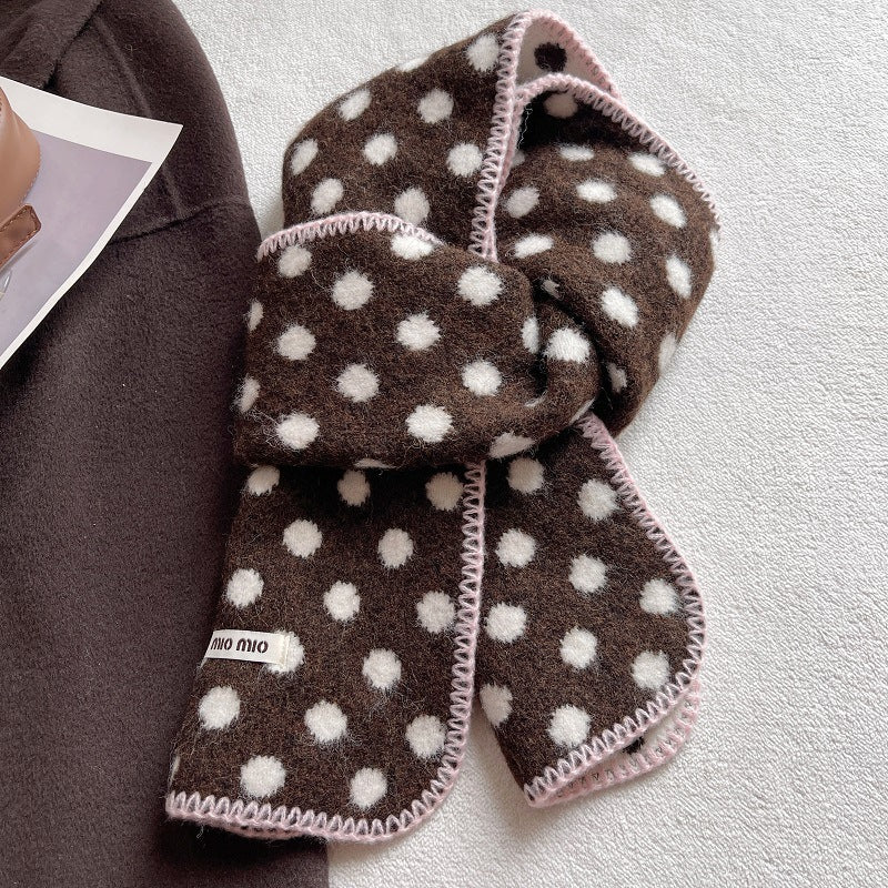 Retro Polka Dots Color Contrast Warm Scarf 6W6NSC65