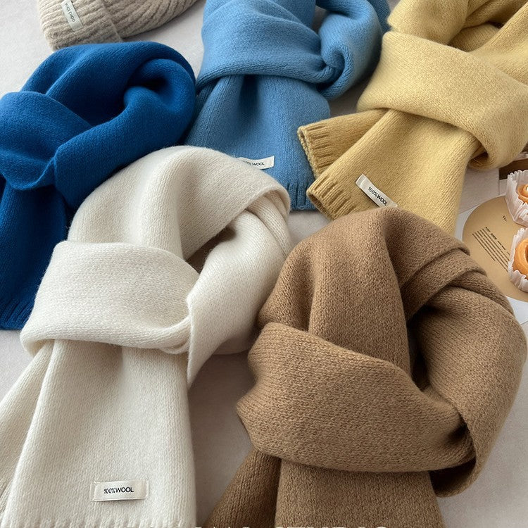 Minimalist Solid Color Versatile Warm Knit Scarf 6W6NSC89