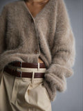 V-Neck Loose Mohair Cardigan - DippedShop Wholesale - #1731