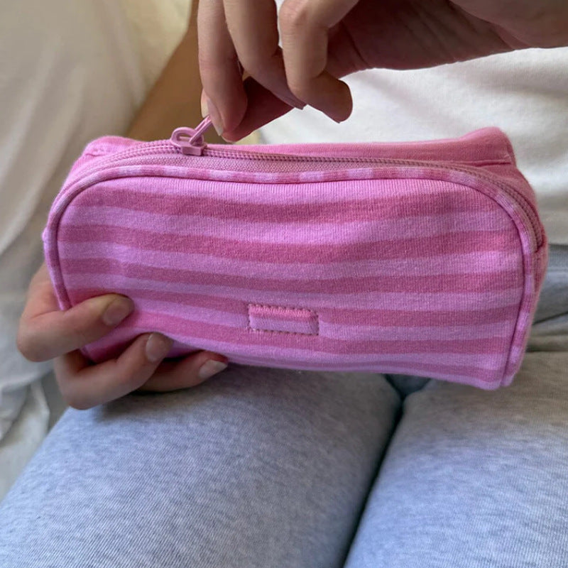 Cute Striped Print with Mirror Makeup Bag MK2BW6S10BOB82
