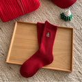 Ribbed Embroidered Christmas Cotton Socks 6W8FSO913