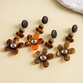 Wooden Bead Flower Earrings - DippedShop Wholesale - #0403