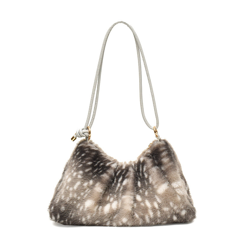 Trendy Soft Plush Deer Print Shoulder Bag 6W10BBG2373