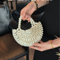 Mini Hand-Woven Pear Beaded Crescent Handbag 8CW6BBG504T
