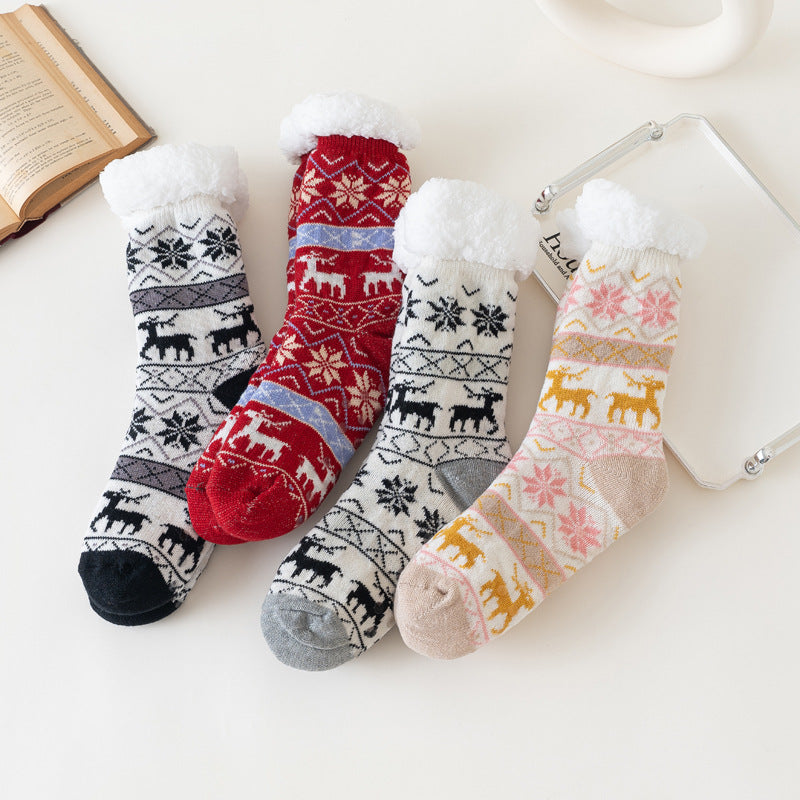 Random Color Sherpa Lined Christmas Socks MK2BLW6W8FSO900