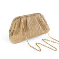 Straw Cloud Clutch Elegant Pleated Evening Frame Bag 6W10BBG1878