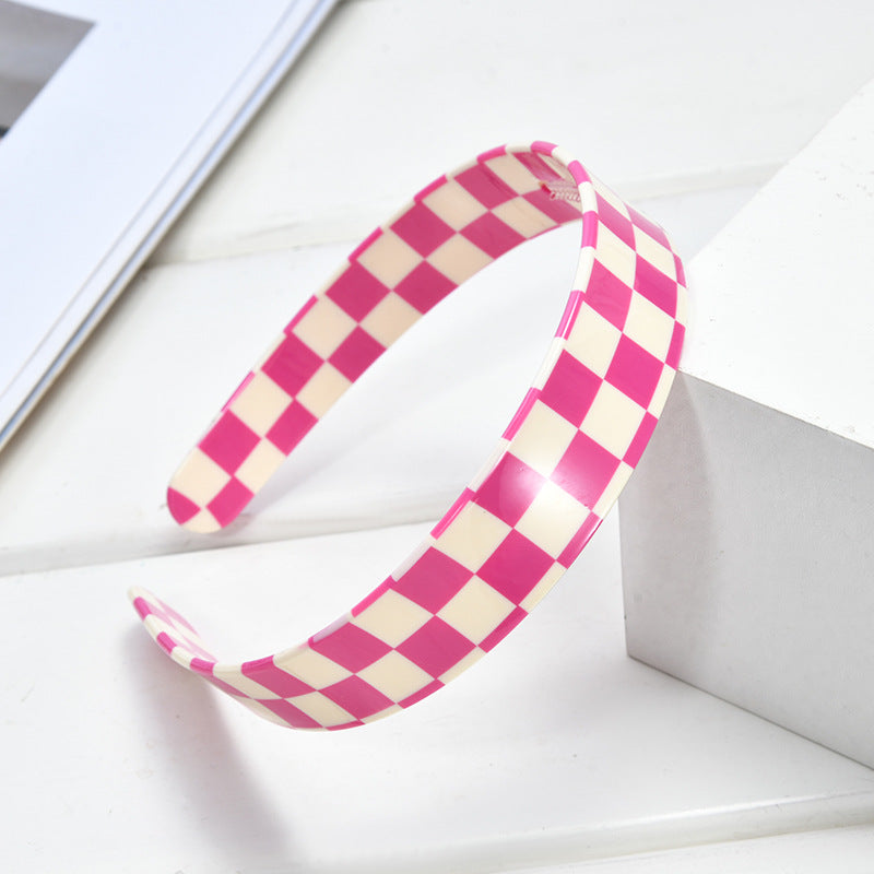 Minimalist Color Block Plaid Pattern Acetate Headband MK2PIM6W6HBD64
