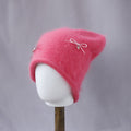Cute Bowknot Pendant Angora Knit Beanie 6W6HAT706