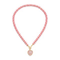 Sweet Heart Pendant Beaded Chain Necklace 6W6JNC378L