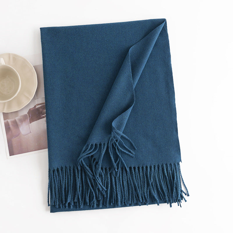 Warm Solid Color Tassel Scarf 6W6NSW305