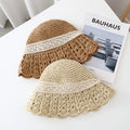 Hollow Lace Straw Bucket Hat - DippedShop Wholesale - #1411