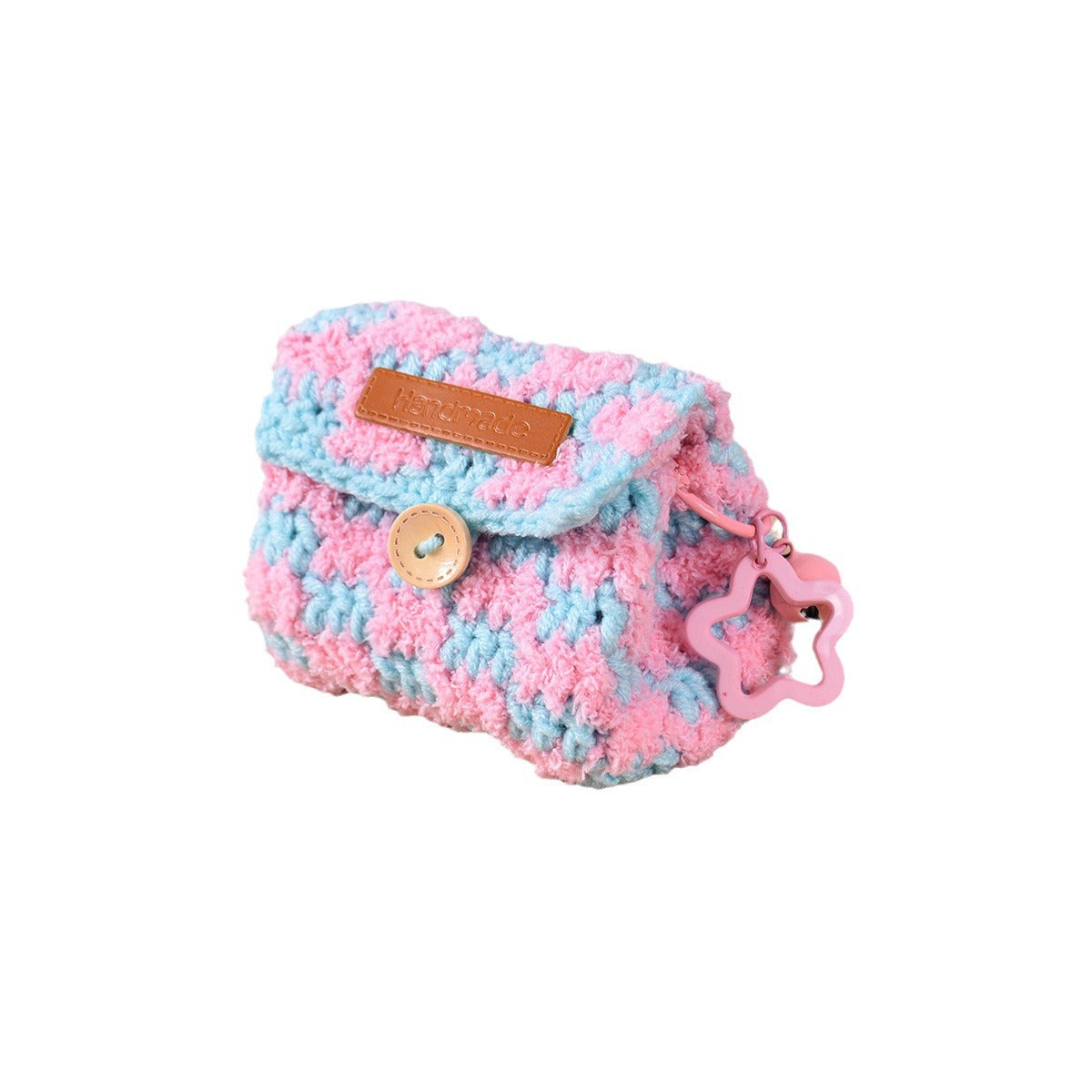 Cute Crochet Color Block Mini Coin Earbud Case 6S10BWB112