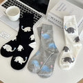 Cute Elephant Color Block Cotton Scrunch Socks 6W8FSO740