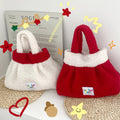 Cute Red Plush Fuzzy Christmas Tote Handbag 6W10BOB1346