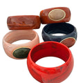 Chunky Oval Resin Wide Bangle Bracelet 6W6JBR606