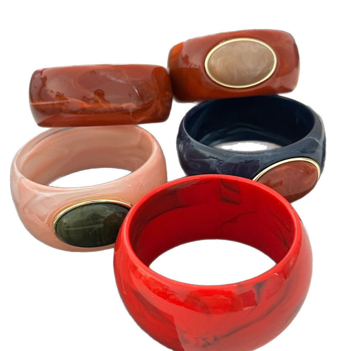 Chunky Oval Resin Wide Bangle Bracelet 6W6JBR606