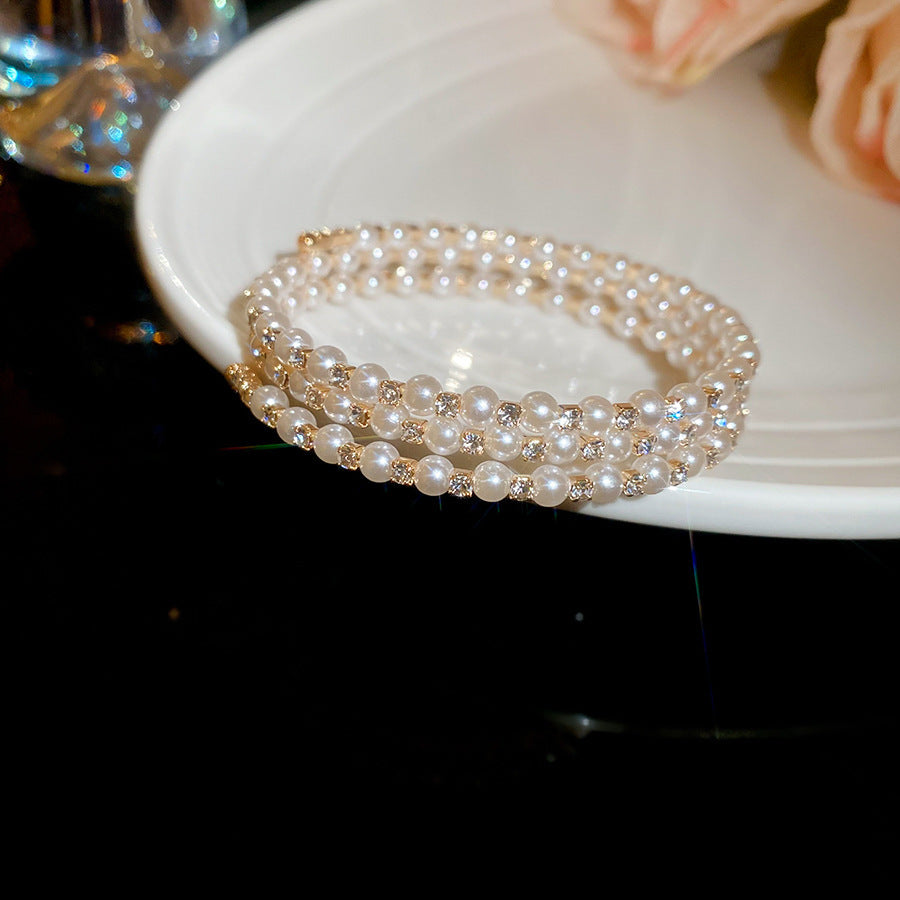 Retro Gold Plated Wrapped Baroque Pearl Bracelet 6W6JBR704