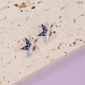Minimalist USA Flag Rhinestones Star Stud Earring 8ZA6JER192L