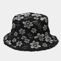 Trendy Floral Print Frayed Denim Bucket Hat MK2BW6W6HAT69