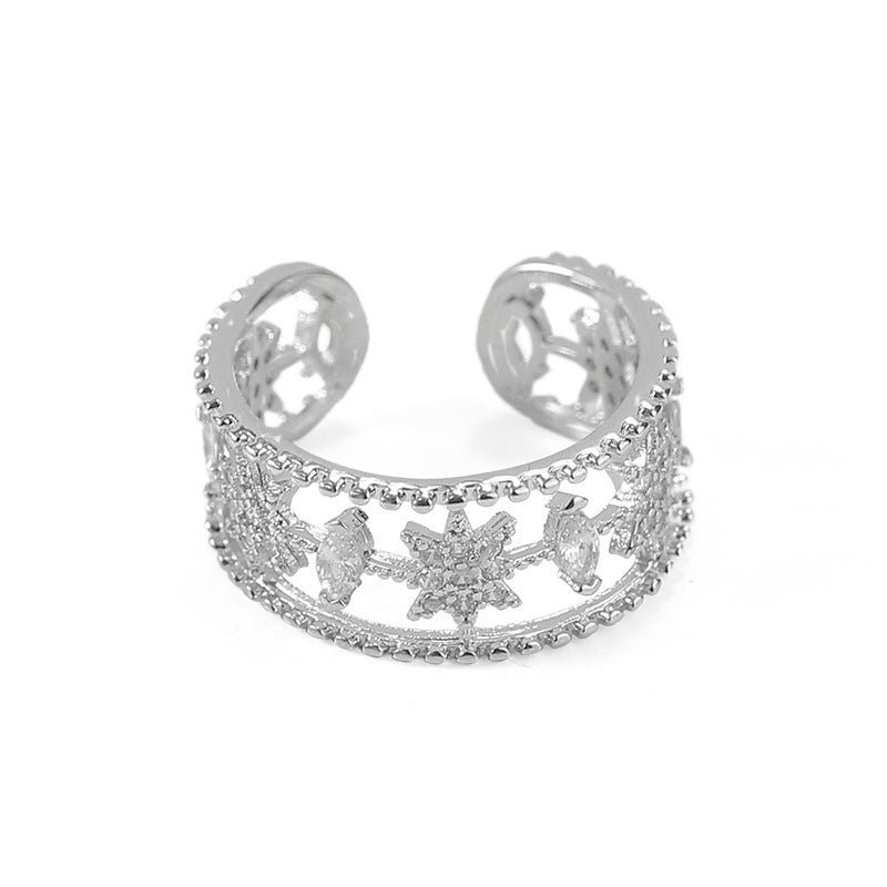 Trendy Hollow Out Zircon Star Adjustable Ring DP25B788