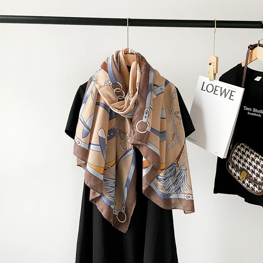 Floral Cotton Linen Scarf - DippedShop Wholesale - #1491
