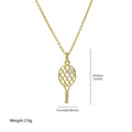 Simple Gold Plated Zirconia Tennis Racket Necklace 6W6JNC394L