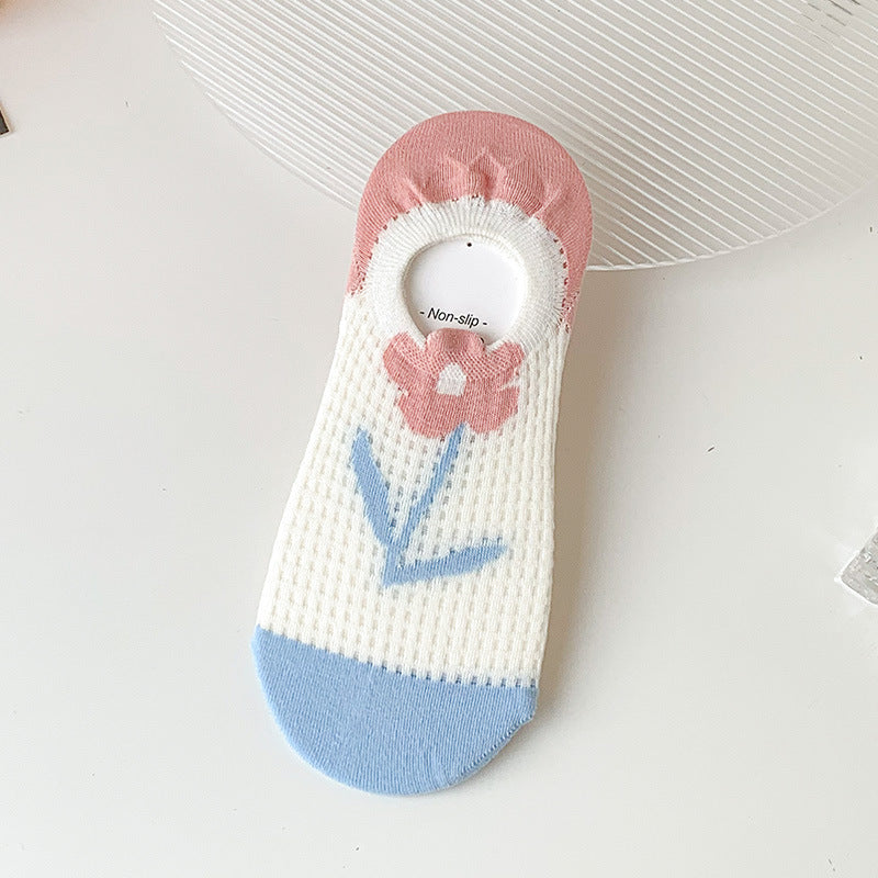 Floral Mesh No Show Socks - DippedShop Wholesale - #1219
