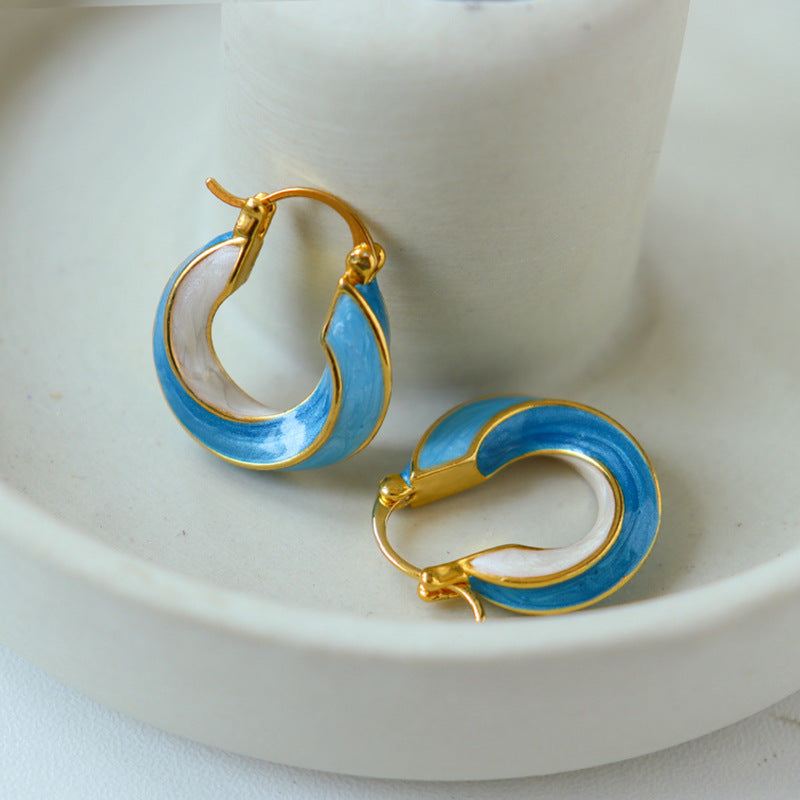 Vintage Twist Oil Drip Hoop Earrings DP25B833