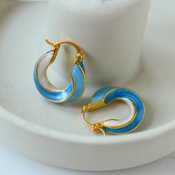 Vintage Twist Oil Drip Hoop Earrings DP25B833