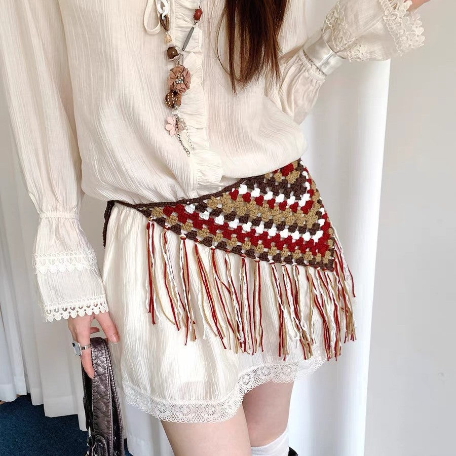 Boho-Style Hollow Tassel Skirt Belt 6W6JBT239