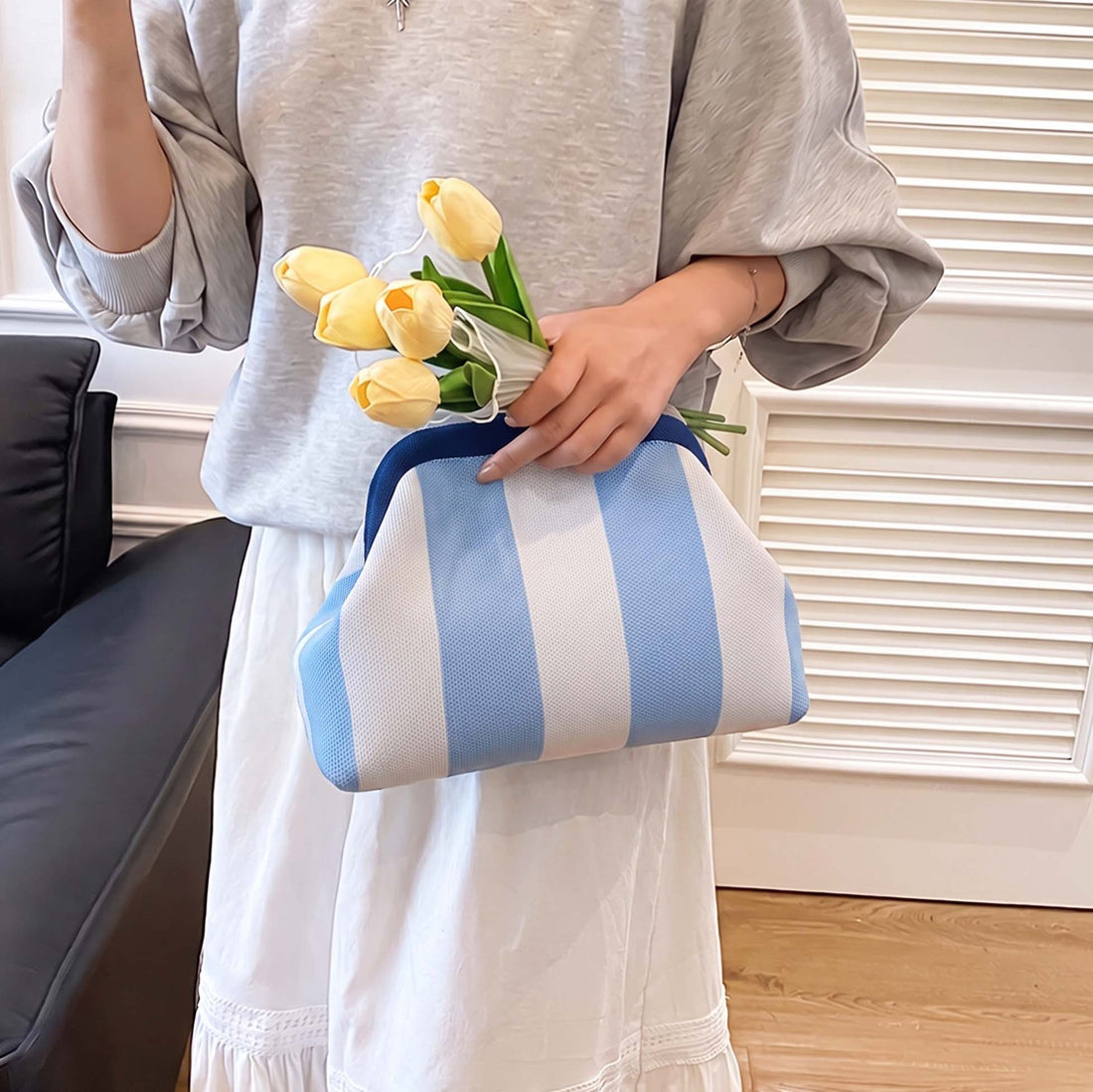 Striped Cloud Makeup Bag - DippedShop Wholesale - #0355