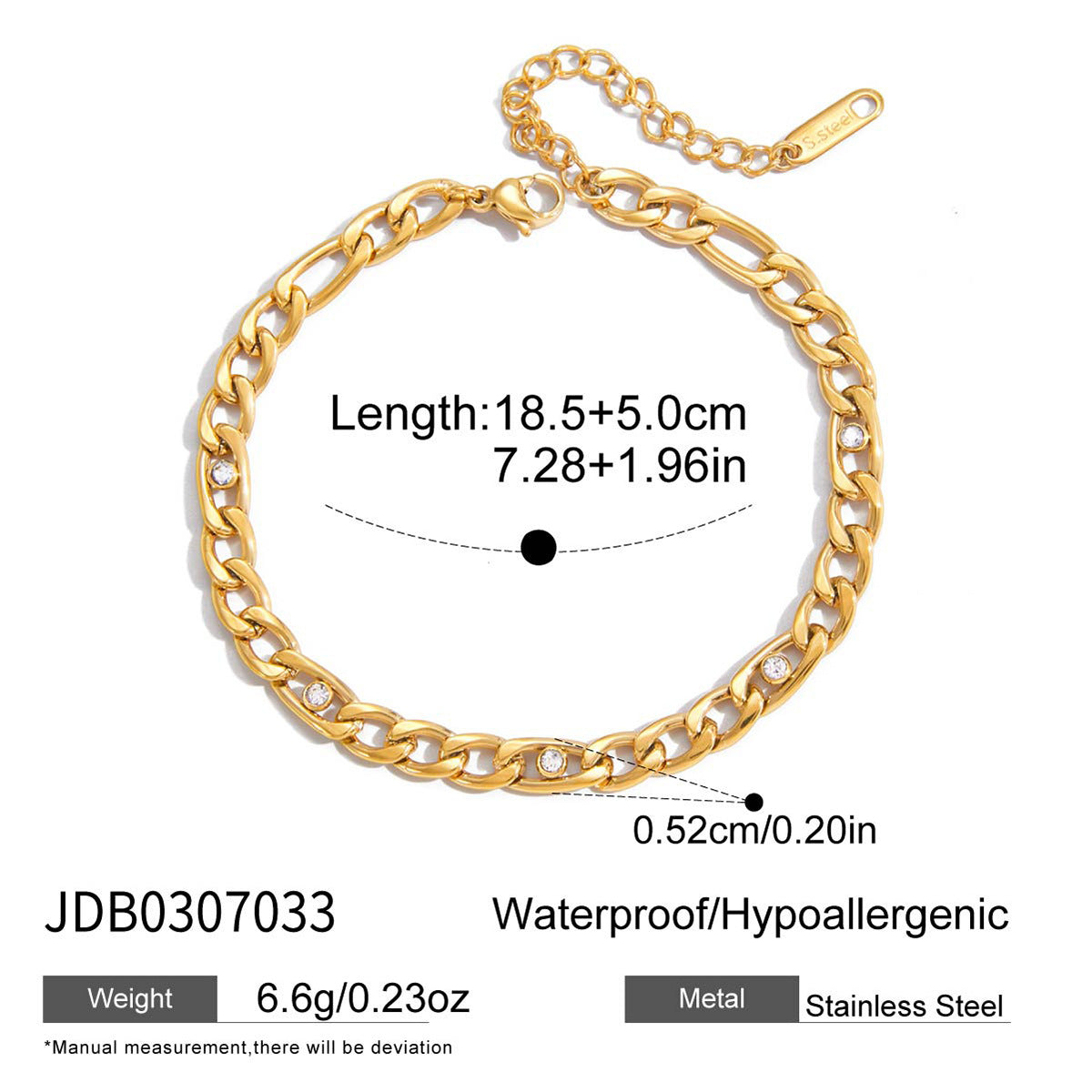 Chunky Gold Plated Cubic Zirconia Chain Bracelet 6W6JBR359