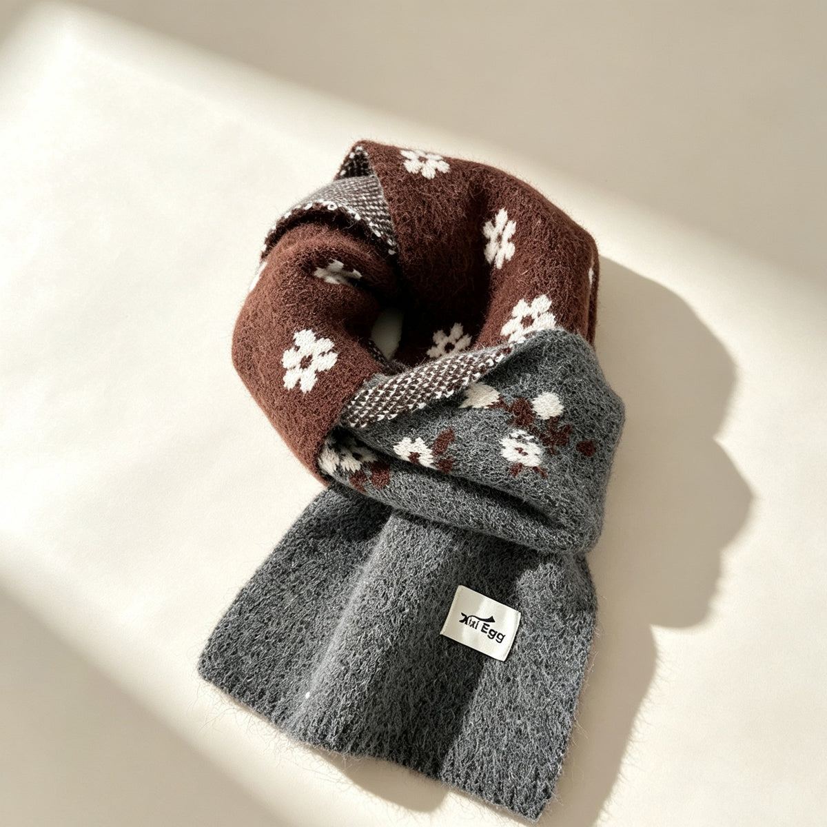 Floral Print Knit Scarf - DippedShop Wholesale - #7619