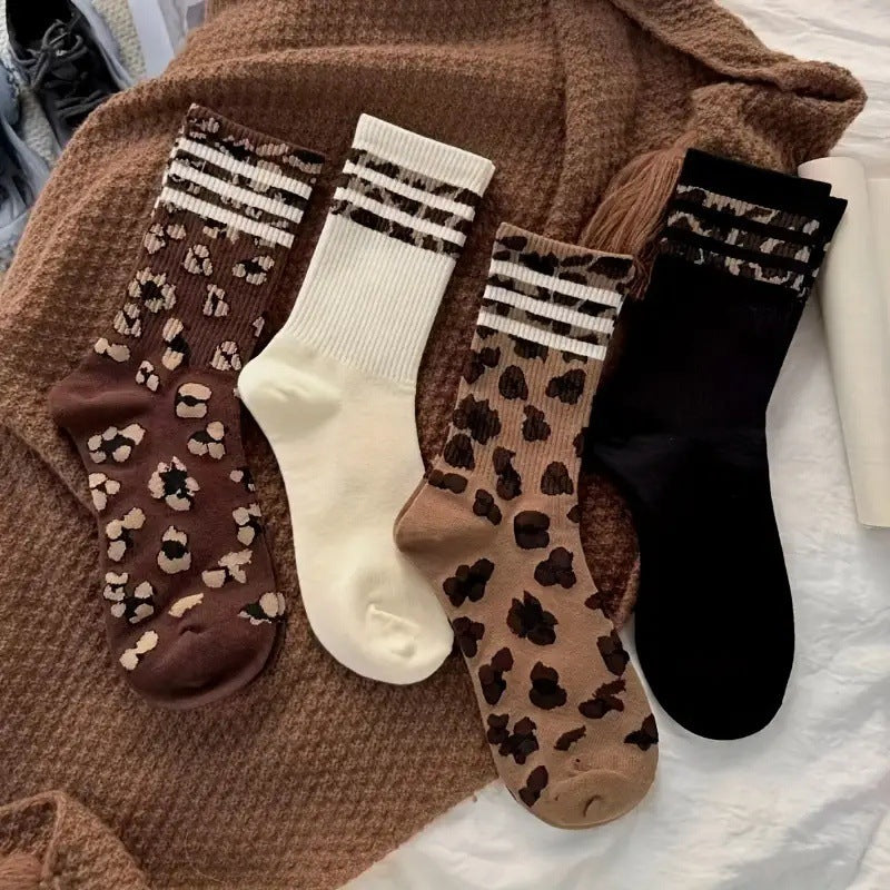 Stylish Leopard Print Non Slip Crew Socks 6W8FSO869