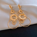 Chunky Gold Plated Long Disc Tassel Dangle Earrings 6W6JER717
