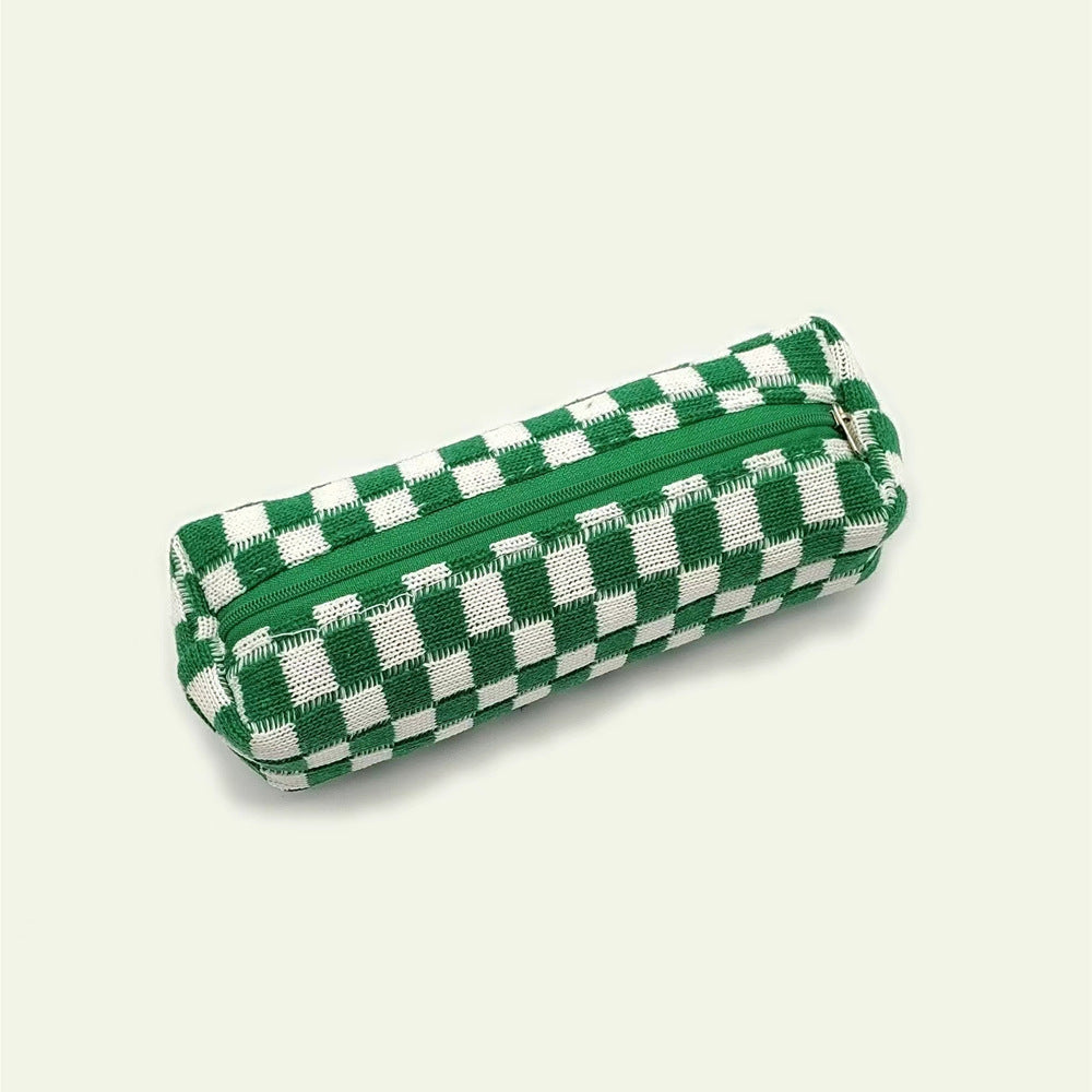 Simple Plaid Color Block Portable Pencil Pouch 6S10BOB1044