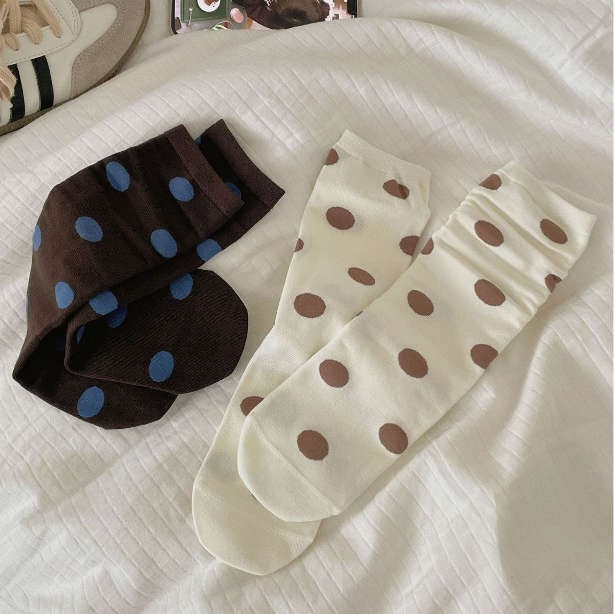 Vintage Polka Dot Soft Scrunch Socks 6W8FSO697