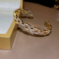 Elegant Gold Plated Rhinestones Hollow Open Bracelet 6W6JBR693