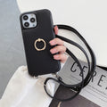 Solid Color Faux Leather Crossbody Wallet iPhone Case 6Z13HPC200