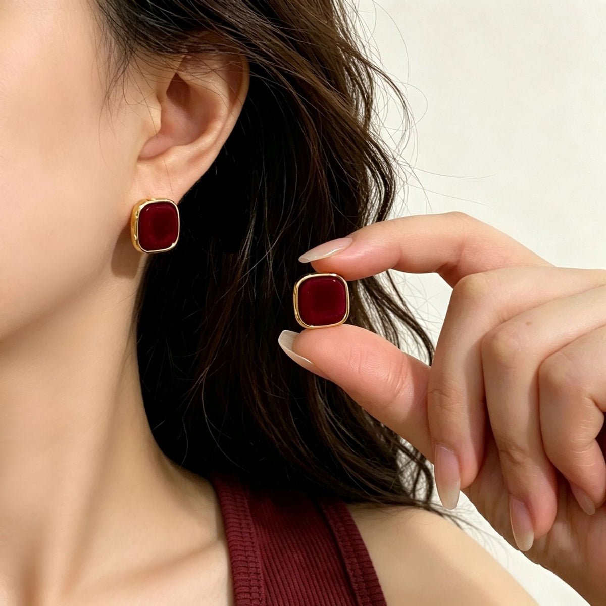 Geometric Square Stud Earrings - DippedShop Wholesale - #5667