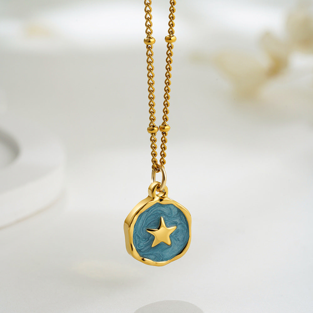 Simple Enamel Irregular Pendant Choker Necklace 6W6JNC398L