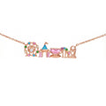 Elegant Gold Plated Ferris Wheel Castle Necklace 6W6JNC645