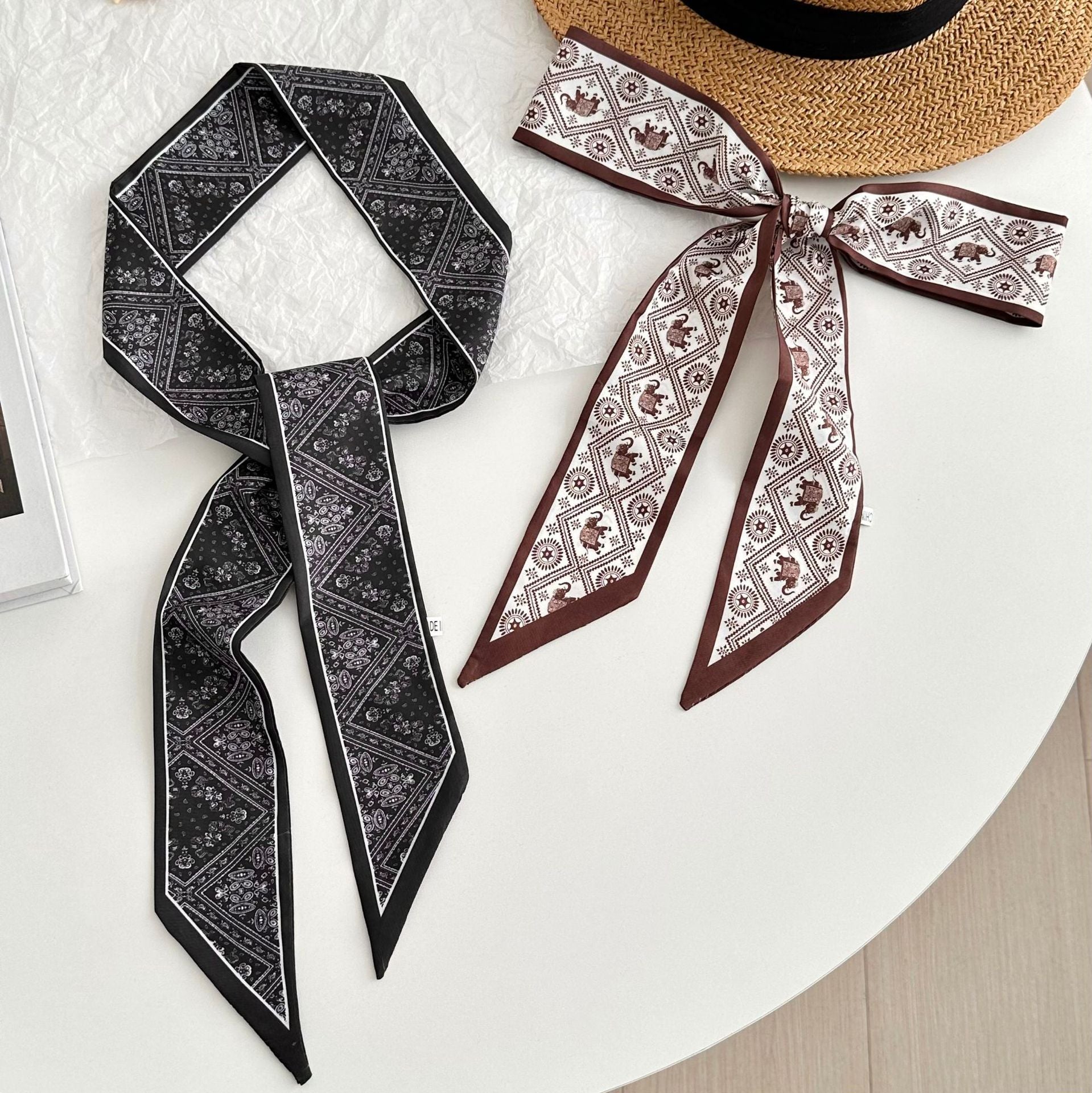 Floral Silk Headscarf with Waist Belt - DippedShop Wholesale - #2851