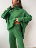 Loose High Collar Knit Set - DippedShop Wholesale - #2531