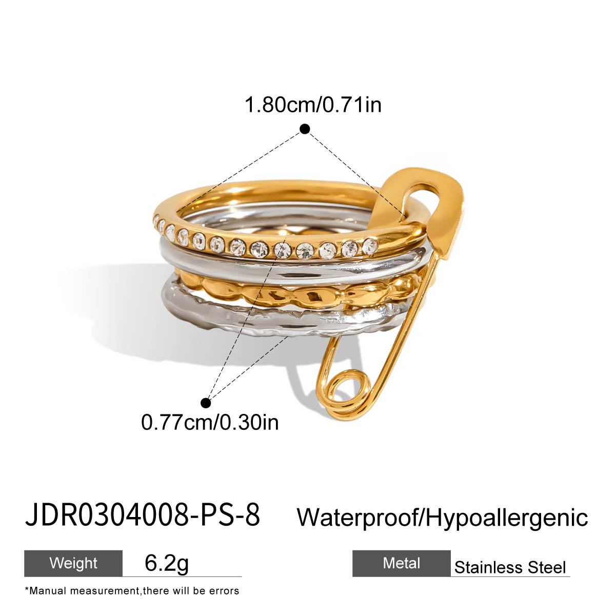 Multi-Layer Rhinestone Stackable Ring - DippedShop Wholesale - #8739