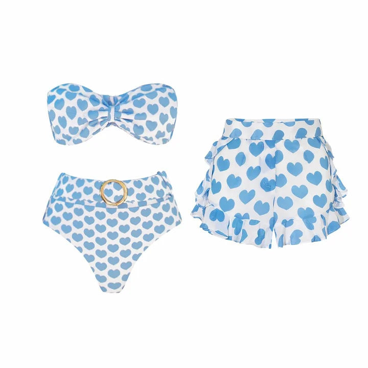 Heart Print Swimwear Set - DippedShop Wholesale - #8707
