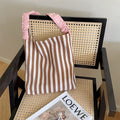 Trendy Striped Canvas Ruffled Shoulder Strap Handbag MK2BLW6W10BBG583