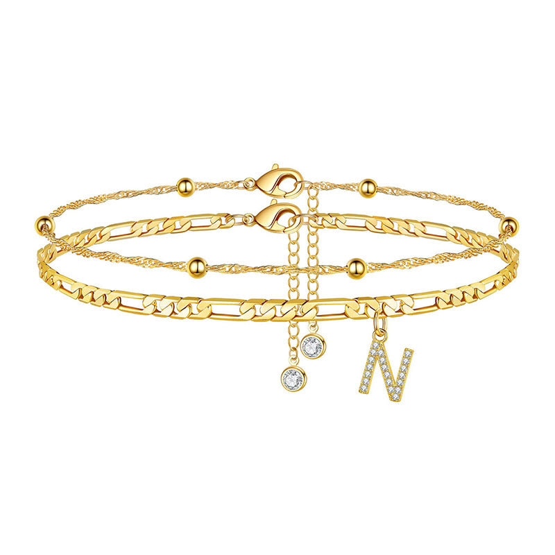 Trendy Initial Letter Gold Pla - DippedShop Wholesale - #0915